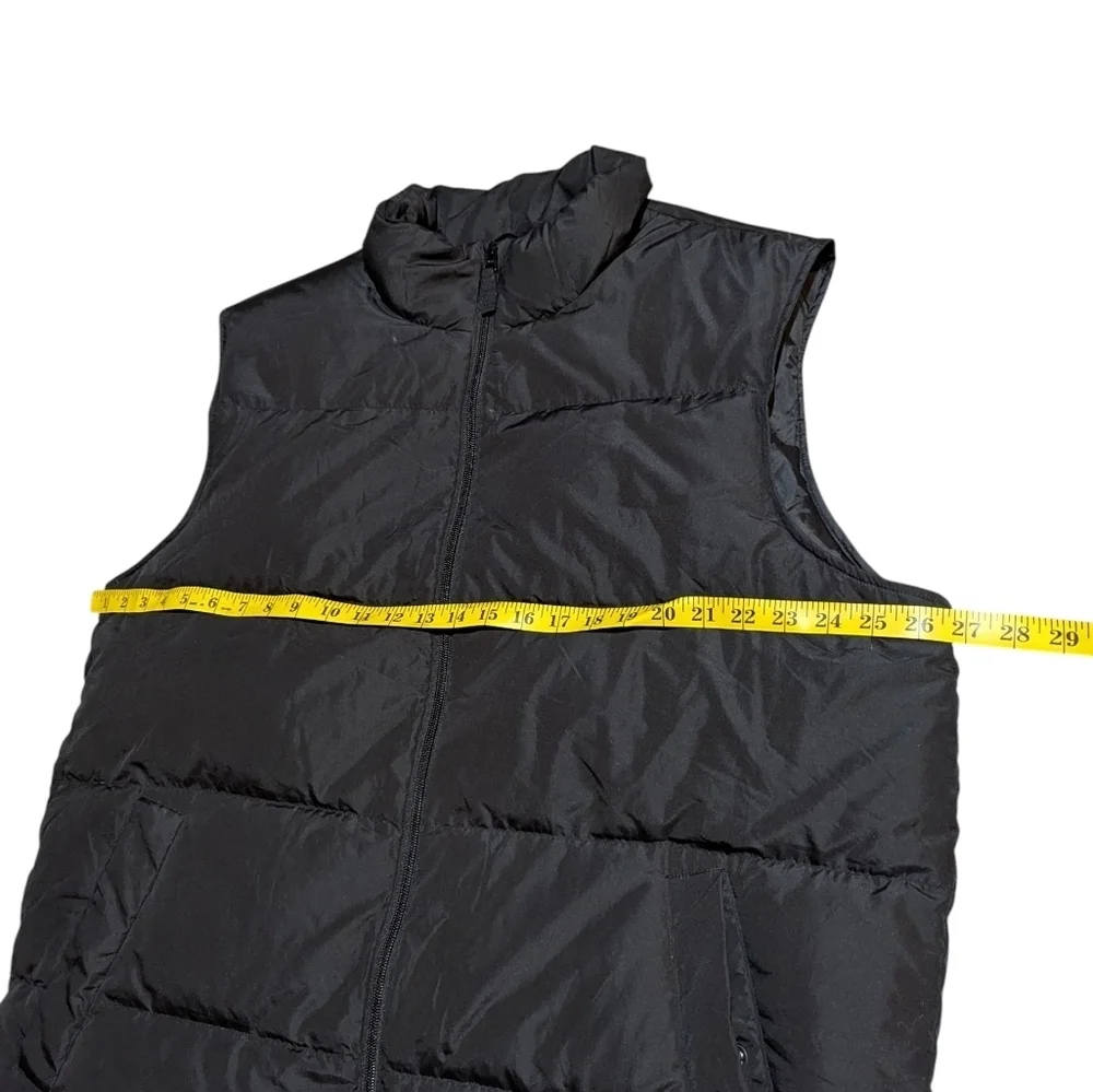 Lands’ End Down Puffer Vest Black Insulated Classic XL T Snap Up Outdoor